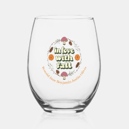 ラブ秋感謝祭カスタマイズ家族の名前 ステムなしワイングラス