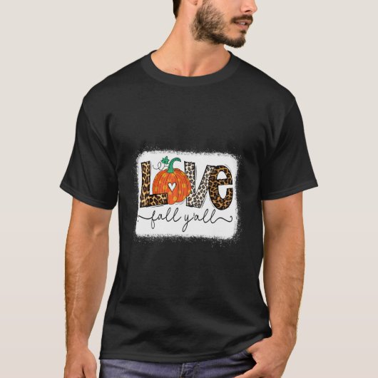 ラブ秋Y'all秋シーズンヒョウ印刷かぼちゃ Tシャツ (正面)