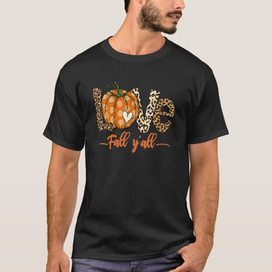 ラブ秋Y'all Leopardプリント秋平和ラブアンズ Tシャツ (正面)