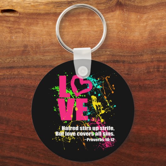 ラブ箴言聖句ネオン絵を描(ばちゃばちゃ)跳ねる キーホルダー (正面)