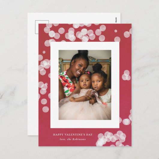 ラブ紙吹雪赤バレンタインデーの写真はがき シーズンポストカード (正面/裏面)