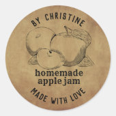 ラブ素朴アップルジャムラベル手作り ラウンドシール (正面)