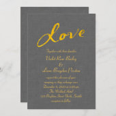 ラブ結婚式招待状オングレーリネン 招待状 (正面/裏面)