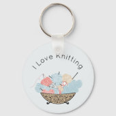 ラブ編み物ヤーンボウルのカスタマイズ キーホルダー (正面)