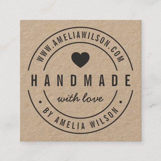 ラブ縁ど·ソーシャル·メディアで手作りの丸いハート スクエア名刺 (正面)