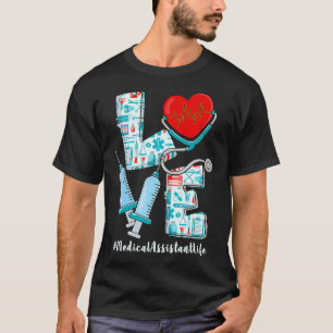 ラブ聴診器医療助手、看病 Tシャツ
