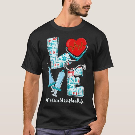 ラブ聴診器医療助手、看病 Tシャツ (正面)