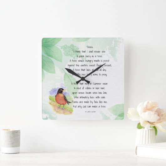 ラブ自然感動的の木キルマー スクエア壁時計 (ホーム)