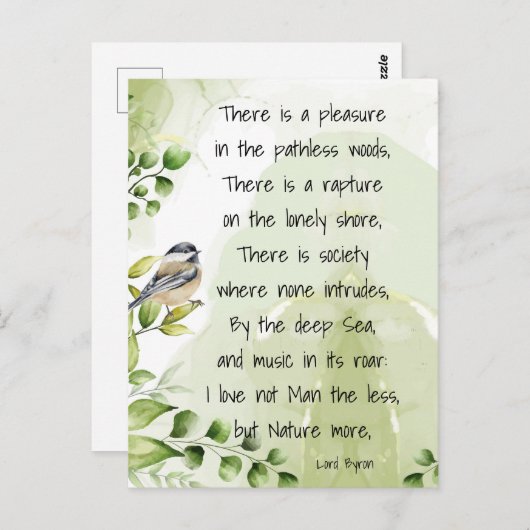 ラブ自然感動的引用文ロードバイロン ポストカード (正面/裏面)