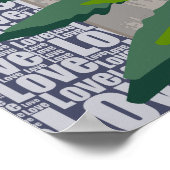 ラブ自然様式化ブルー&グリーンファーン葉ズ ポスター (角)