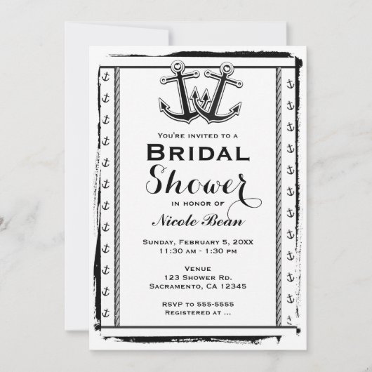 ラブ航海のいかりブライダルシャワー招待状 招待状 (正面)