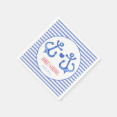 ラブ航海のいかり – ネイビーストライプの紙ナプキンス スタンダードカクテルナプキン (角)
