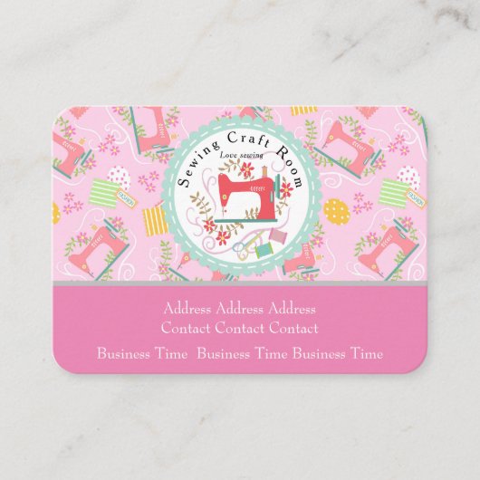 ラブ裁縫かわいいフォトピンクの名刺 名刺 (正面)