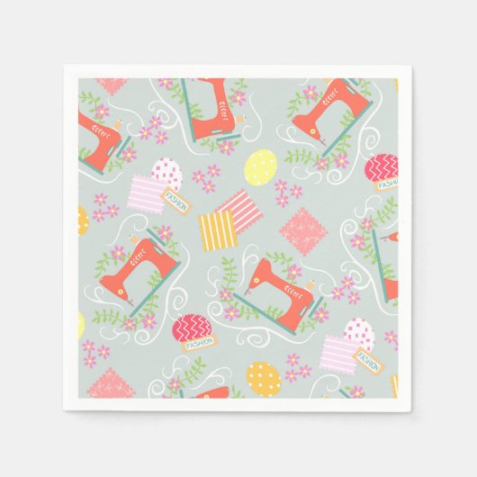 ラブ裁縫グレイ スタンダードカクテルナプキン (正面)