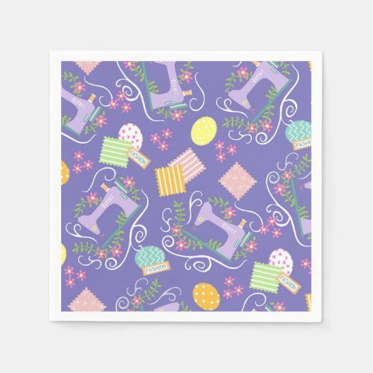 ラブ裁縫パープル スタンダードカクテルナプキン (正面)