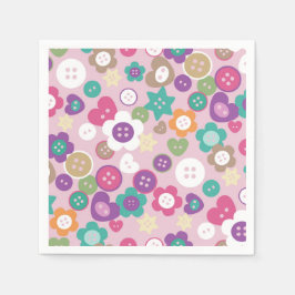 ラブ裁縫ボタンピンクナプキンス スタンダードカクテルナプキン