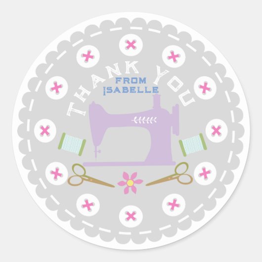 ラブ裁縫マシンパステルグレー ラウンドシール (正面)