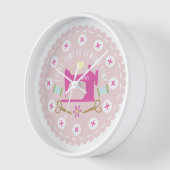 ラブ裁縫マシンパステルピーチ 壁時計 (傾斜)