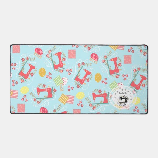 ラブ裁縫マシンブルーデスクマット デスクマット (正面)