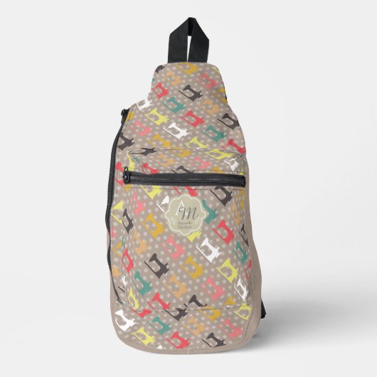 ラブ裁縫マシンモノグラムブラウン スリングバッグ (正面)