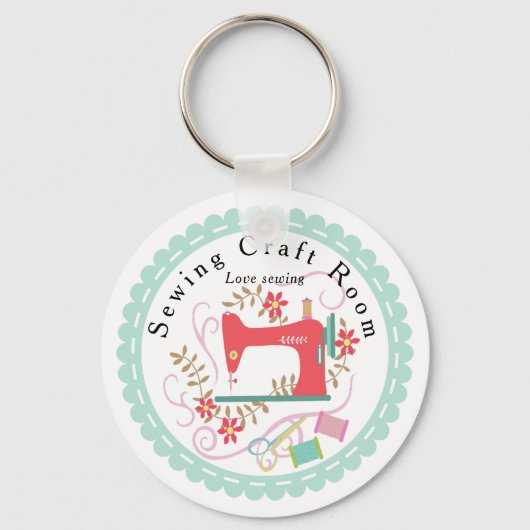 ラブ裁縫機械。カスタマイズ.ブルー. キーホルダー (正面)