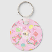 ラブ裁縫機械。カスタマイズ.ブルー. キーホルダー (裏面)