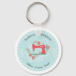 ラブ裁縫機械。ブルー キーホルダー