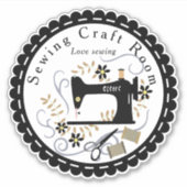 ラブ裁縫白黒 シール (正面)