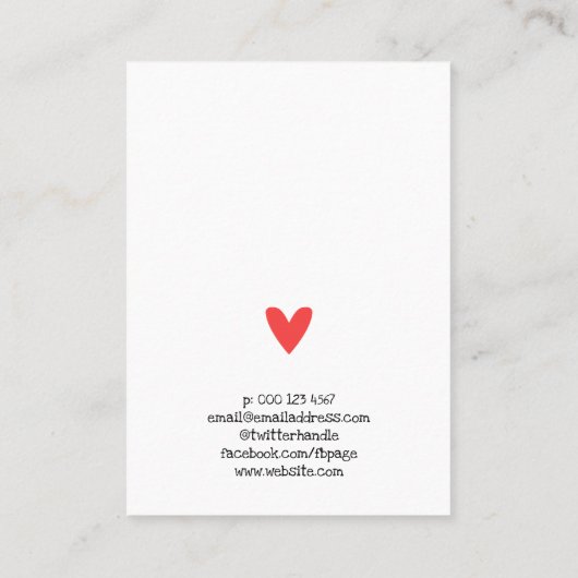 ラブ赤いハートのイヤリングディスプレイで作られる黒いデザイン 名刺 (裏面)