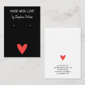 ラブ赤いハートのイヤリングディスプレイで作られる黒いデザイン 名刺 (正面/裏面)