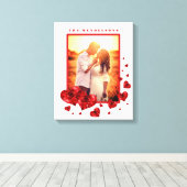 ラブ赤いハートの写真フレーム キャンバスプリント (インサイチュ (ウッドフロア))