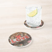 ラブ赤いハートネオンバレンタインデーの反射 コースター (側面)