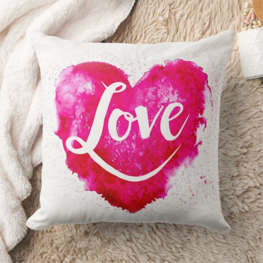 ラブ赤いハートバレンタインデー装飾用クッション クッション (ブランケット)