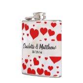 ラブ赤いハートバレンティ結婚ン記念日 フラスク (左)