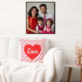 ラブ赤いハートピンク&レッドバレンタインハートパターン クッション