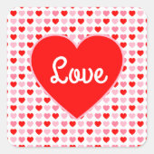 ラブ赤いハートピンク&レッドバレンタインハートパターン スクエアシール (正面)