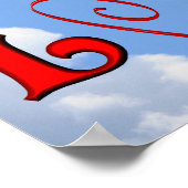 ラブ赤いハートブルースカイ ポスター (角)