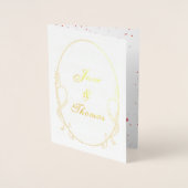 ラブ赤いハートロマンチックヴィンテージバレンティンデー 箔カード (正面)