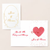 ラブ赤いハートロマンチックヴィンテージバレンティンデー 箔カード (ディスプレー)