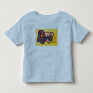 ラブ赤いハート感動的ワードアートシャツ トドラーTシャツ