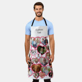 ラブ赤いハート |写真カスタム20枚コラージュ&文字 エプロン (着用した状態)