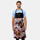 ラブ赤いハート |写真カスタム20枚コラージュ&文字 エプロン (着用した状態)