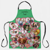 ラブ赤いハート |写真カスタム20枚コラージュ&文字 エプロン (正面)