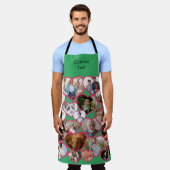 ラブ赤いハート |写真カスタム20枚コラージュ&文字 エプロン (着用した状態)