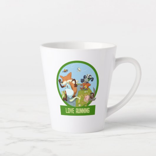 ラブ走ズおもしろいウッドランド動物レースアニメ カフェラテマグ (右)