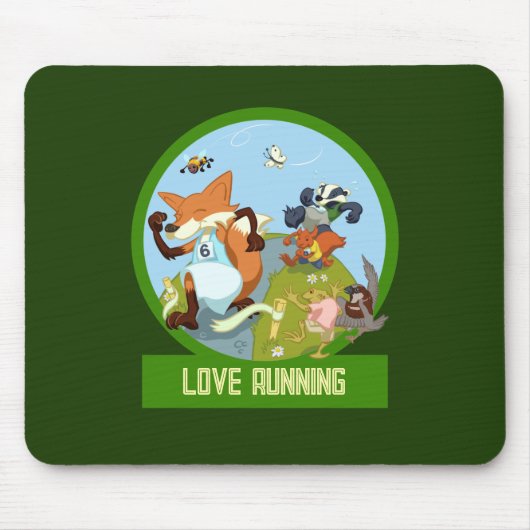 ラブ走ズおもしろいウッドランド動物レースアニメ マウスパッド (正面)