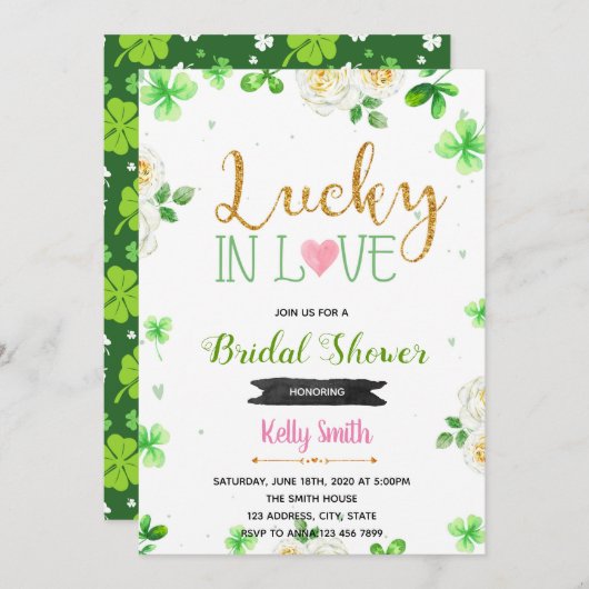 ラブ運が良いお花の招待状 招待状 (正面/裏面)