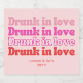 ラブ酔い バチェロレッテパーティー レトロ ピンク スパークリングワインラベル (シングルラベル)