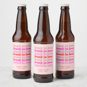 ラブ酔い レトロ ピンク リハーサル ディナー ビールラベル