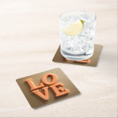 ラブ金ゴールドオレンジコースターセット スクエアペーパーコースター (インサイチュ)